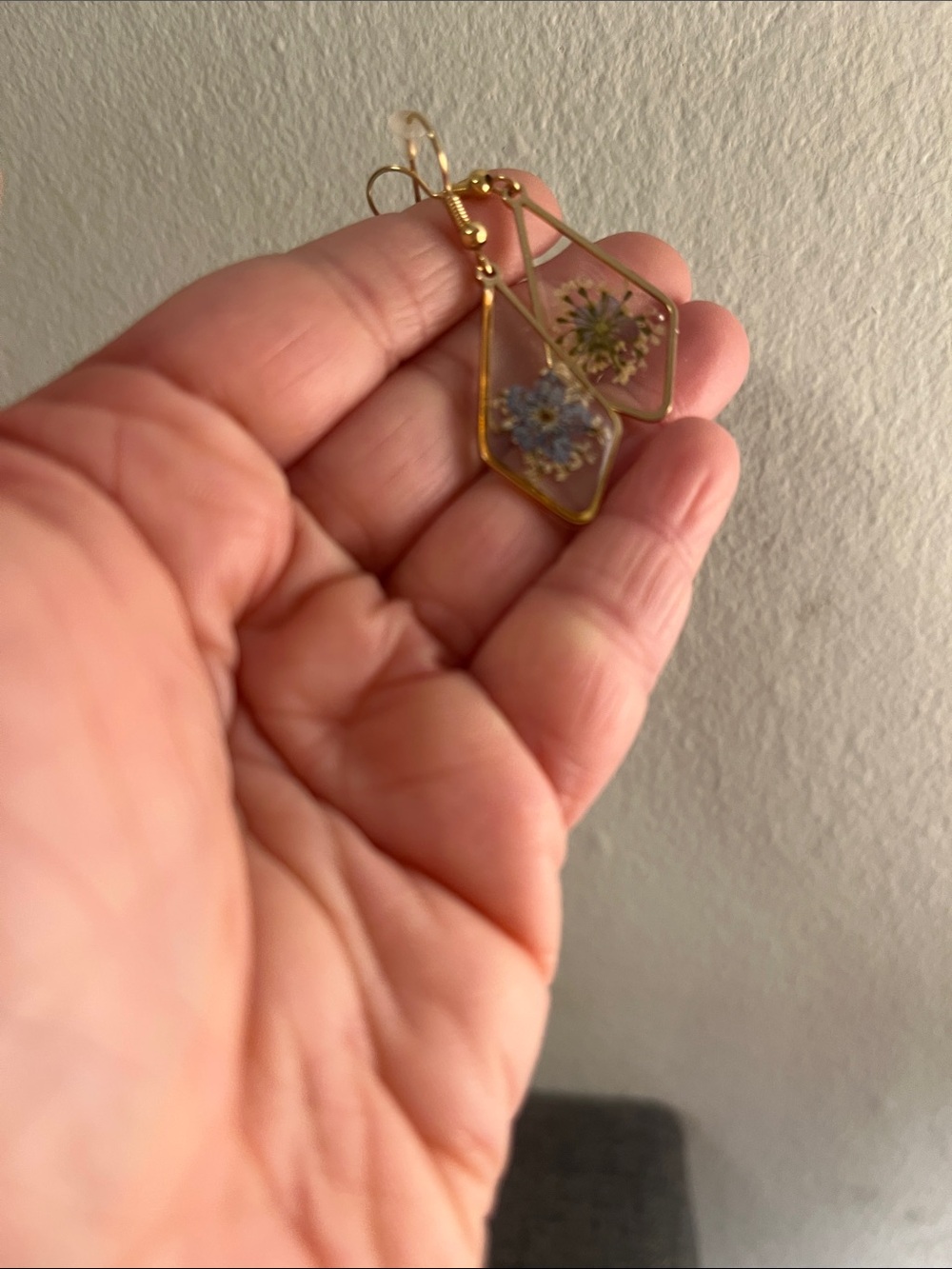 Gold Floral Resin Drop Earrings - Women Jewelry